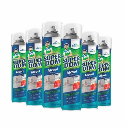 Álcool Spray 66,6% Uso Geral 400ml Dom Line - 6 Peças
