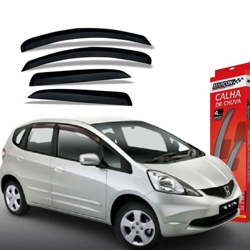 Calha de Chuva Fit 2009 até 2013 4 Portas Honda Marçon
