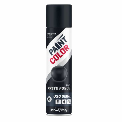 Tinta Spray Paintcolor Uso Geral Preto Fosco 350ml