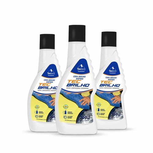 Cera Brilho Rápido 200ml Tecbril - 3 Peças