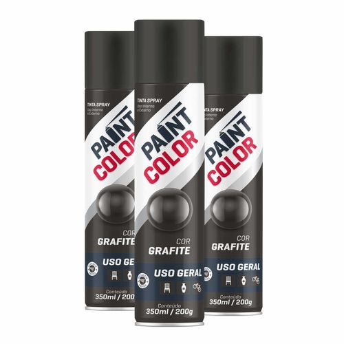Tinta Spray Paintcolor Uso Geral Grafite 350ml - 3 Peças