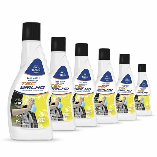 Lava Autos Com Cera 500ml Tecbril - 6 Peças