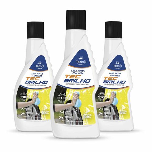 Lava Autos Com Cera 500ml Tecbril - 3 Peças