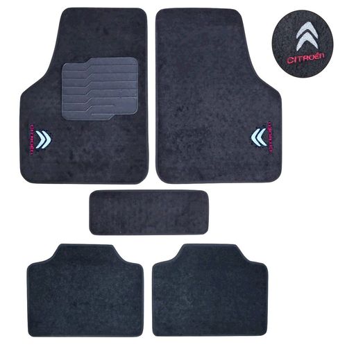 Jogo Tapete Acarpetado Logo Bordado Citroen Ecotap Eloin - 5 Peças