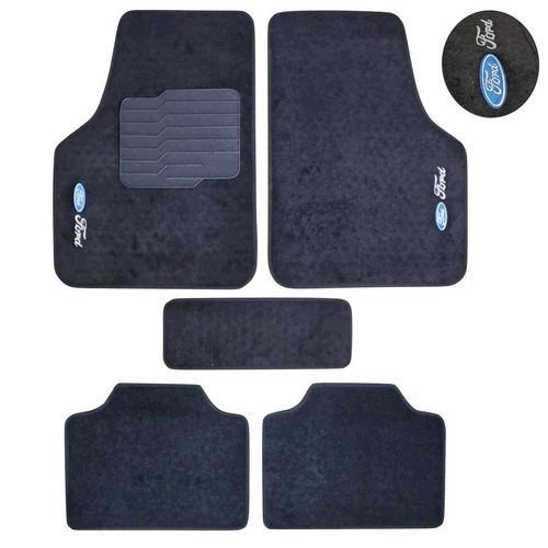 Jogo Tapete Acarpetado Logo Bordado Ford Ecotap Eloin - 5 Peças