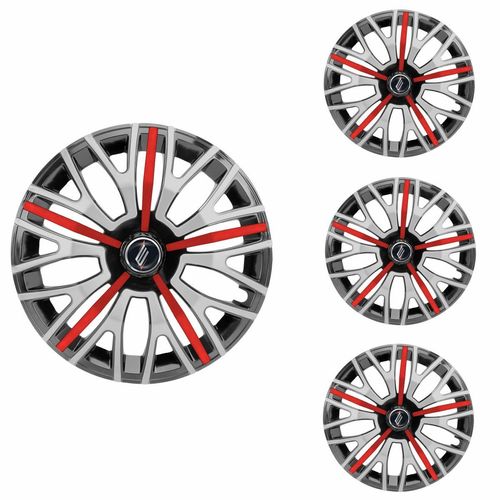 Jogo Calota Aro 14 Triton Sport Black Silver Red Universal