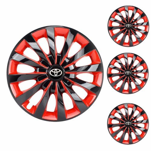 Jogo Calota Aro 13 Passat CC Red Universal + Emblema Resinado Toyota