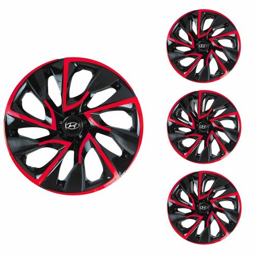 Jogo Calota Aro 15 DS4 Red Cup Universal + Emblema Resinado Hyundai