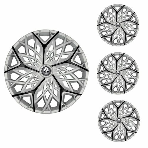 Jogo Calota Aro 14 Moove Silver Black Universal + Emblema Resinado Renault