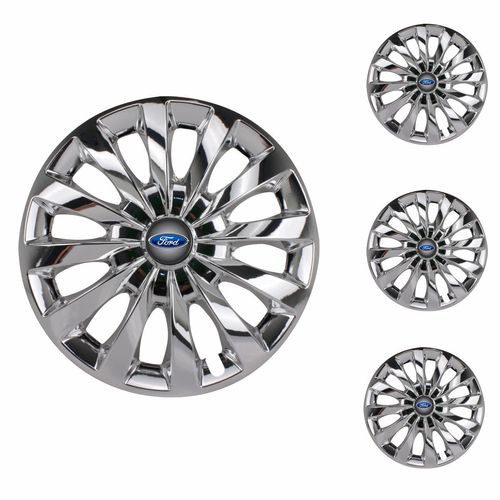 Jogo Calota Aro 13 Passat CC Chrome Universal + Emblema Resinado Ford