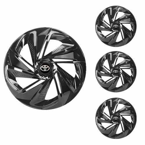Jogo Calota Aro 13 Nitro Black Universal + Emblema Resinado Toyota