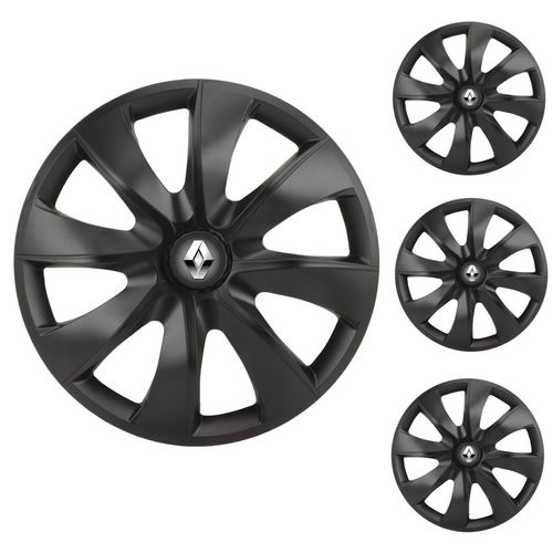Jogo Calota Aro 14 Prime Fosc Black Universal + Emblema Resinado Renault