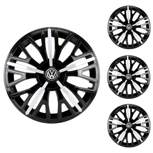 Jogo Calota Aro 14 Triton Sport Black Silver Universal + Emblema Resinado Volkswagen