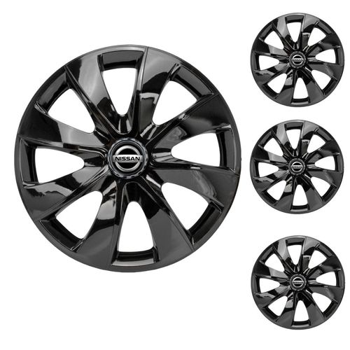 Jogo Calota Aro 13 Prime Black Universal + Emblema Resinado Nissan