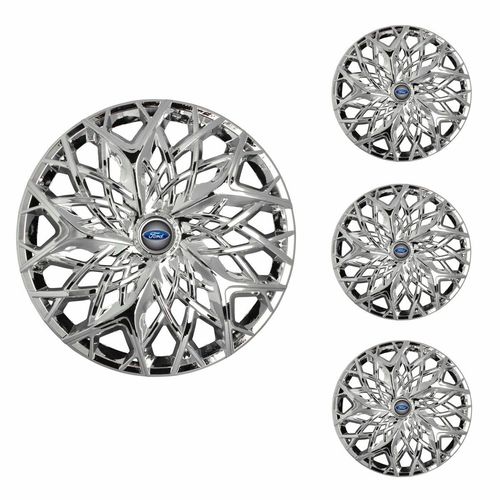 Jogo Calota Aro 13 Moove Chrome Universal + Emblema Resinado Ford