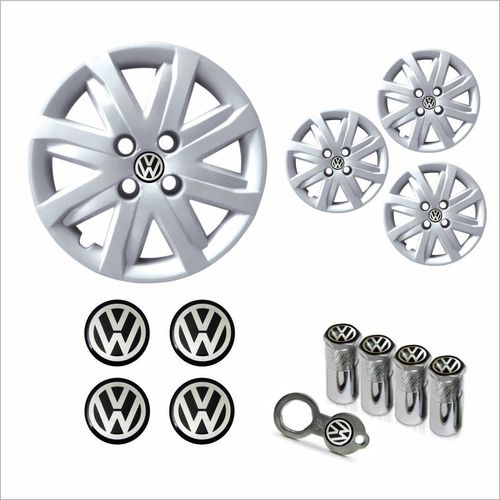 Jogo Calota Aro 13 Gol G5 1.6 2012 2013 Volkswagen + Emblema Resinado + Tampa Ventil Antifurto