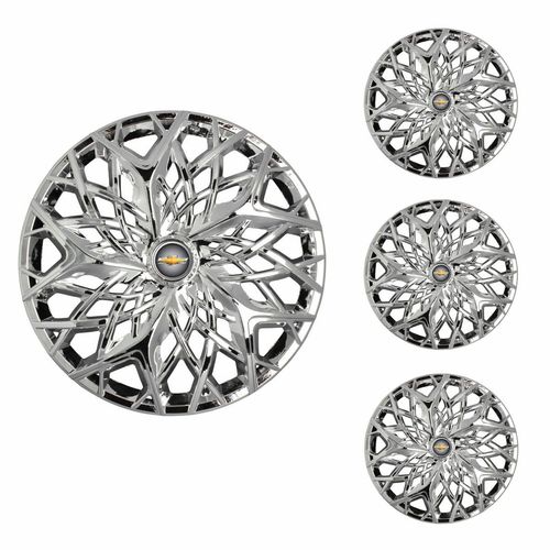 Jogo Calota Aro 13 Moove Chrome Universal + Emblema Resinado Chevrolet GM
