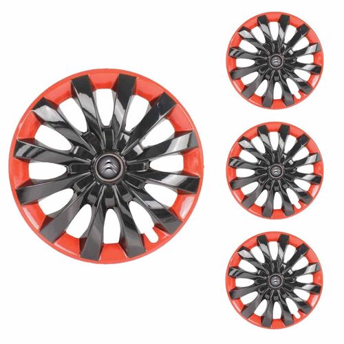 Jogo Calota Aro 13 Flap Black Red Universal + Emblema Resinado Citroen