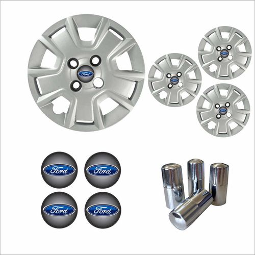 Jogo Calota Aro 14 Ka 2012 2013 Ford + Emblema Resinado + Tampa Ventil Cromada