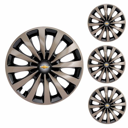 Jogo Calota Aro 13 Passat CC Gold Universal + Emblema Resinado Chevrolet GM