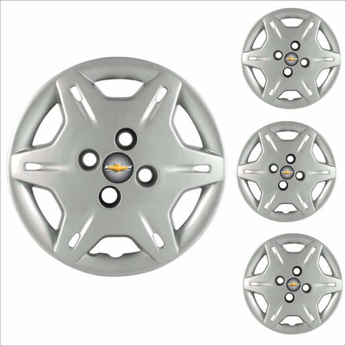 Jogo Calota Aro 13 Corsa Wind 2000 Chevrolet GM + Emblema Resinado
