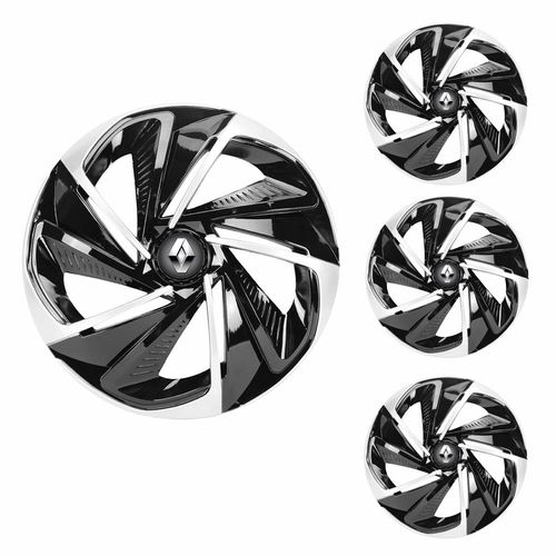 Jogo Calota Aro 13 Nitro Black Silver Universal + Emblema Resinado Renault