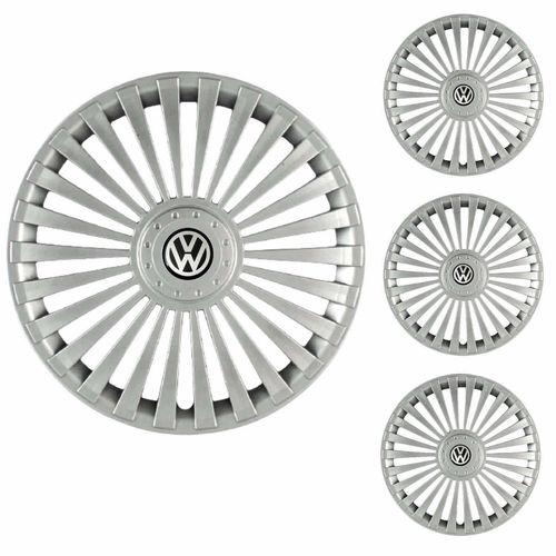 Jogo Calota Aro 15 Europa Premium Volkswagen + Emblema Resinado
