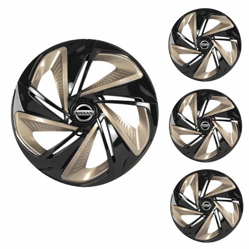 Jogo Calota Aro 14 Nitro X Black Gold Universal + Emblema Resinado Nissan