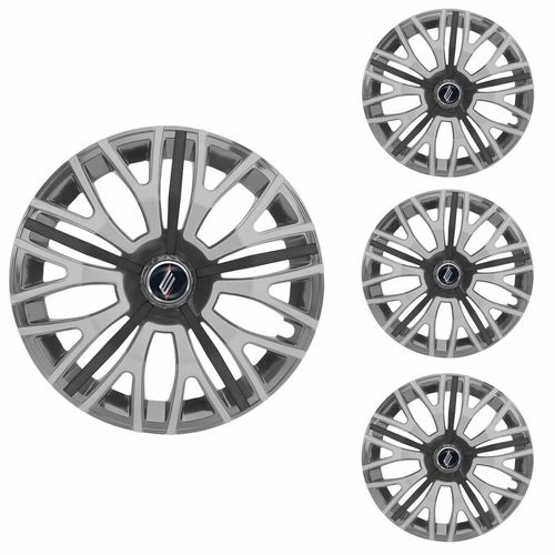 Jogo Calota Aro 13 Triton Sport Graphite Silver Black Universal
