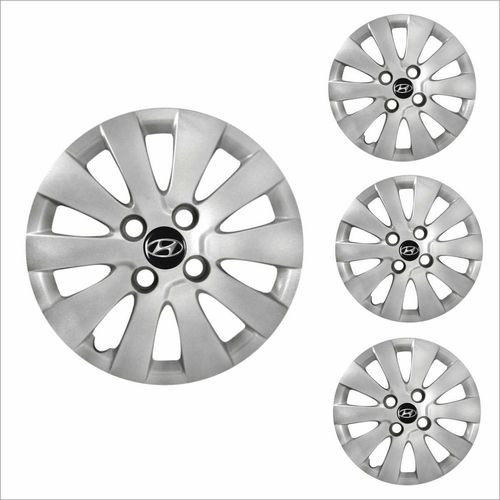 Jogo Calota Aro 14 HB20 Hatch Sedan 2014 2015 Hyundai + Emblema Resinado