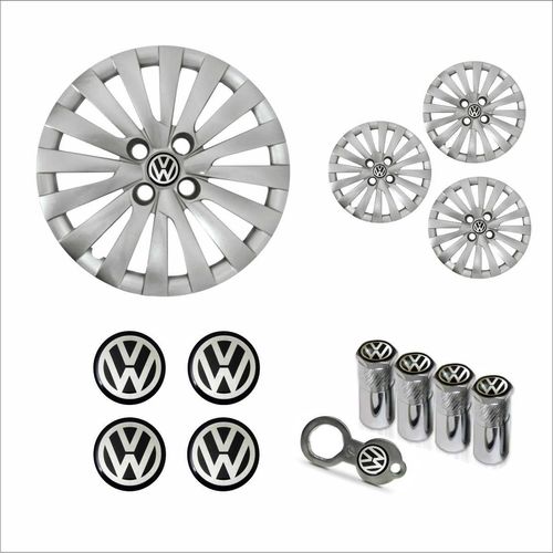Jogo Calota Aro 13 Gol Voyage G5 G6 2014 Volkswagen + Emblema Resinado + Tampa Ventil Antifurto