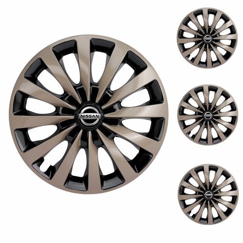 Jogo Calota Aro 13 Passat CC Gold Universal + Emblema Resinado Nissan