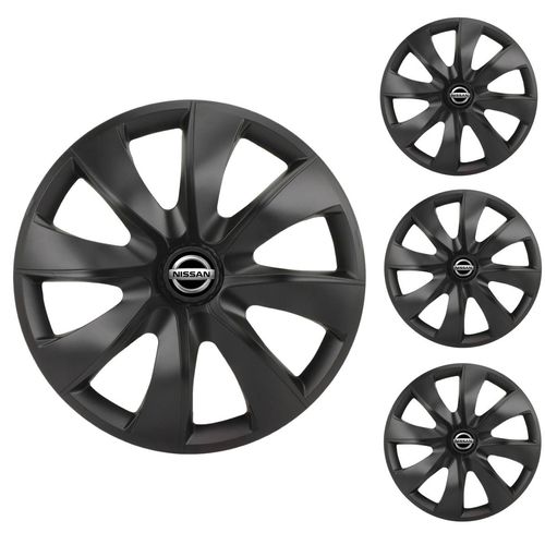 Jogo Calota Aro 14 Prime Fosc Black Universal + Emblema Resinado Nissan