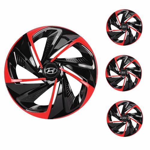 Jogo Calota Aro 13 Nitro Black Red Universal + Emblema Resinado Hyundai