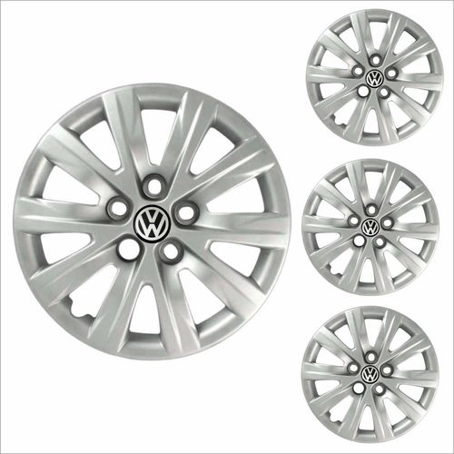 Jogo Calota Aro 14 Fox Polo 2012 2013 Volkswagen + Emblema Resinado