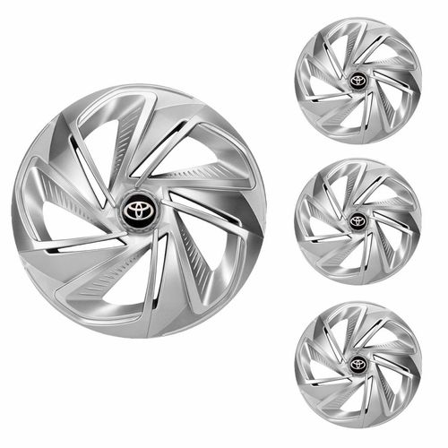 Jogo Calota Aro 13 Nitro Silver Universal + Emblema Resinado Toyota