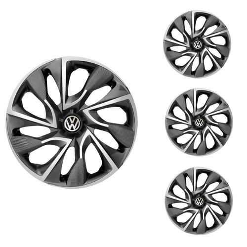 Jogo Calota Aro 14 DS4 Sport Cup Universal + Emblema Resinado Volkswagen