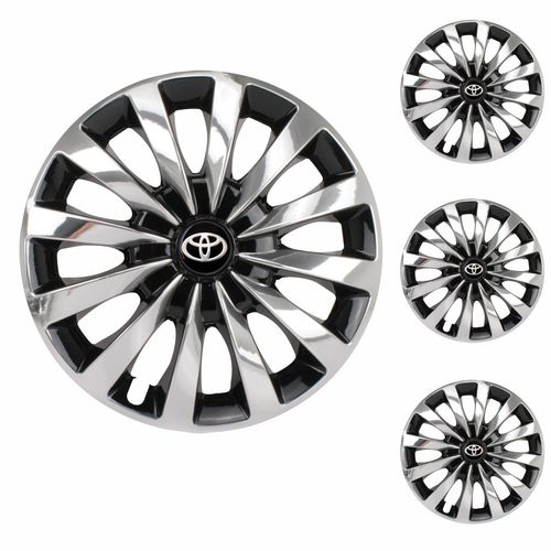 Jogo Calota Aro 13 Passat CC Black Chrome Universal + Emblema Resinado Toyota
