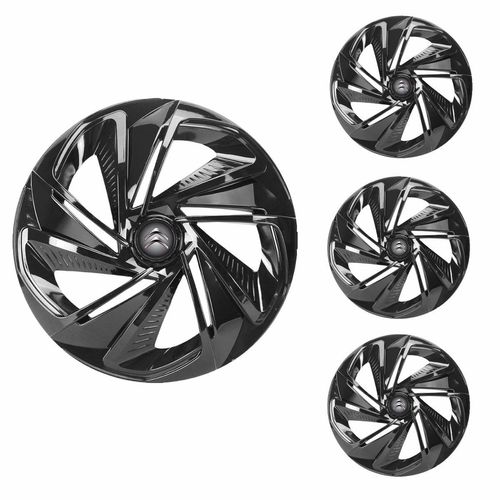 Jogo Calota Aro 13 Nitro Black Universal + Emblema Resinado Citroen