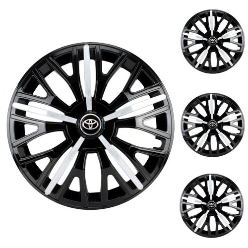 Jogo Calota Aro 13 Triton Sport Black Silver Universal + Emblema Resinado Toyota