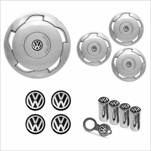 Jogo Calota Aro 14 Orbital Volkswagen + Emblema Resinado + Tampa Ventil Antifurto