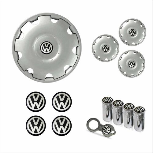 Jogo Calota Aro 13 Gol Parati G3 Volkswagen + Emblema Resinado + Tampa Ventil Antifurto