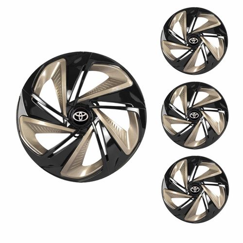 Jogo Calota Aro 14 Nitro X Black Gold Universal + Emblema Resinado Toyota