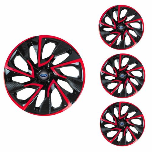 Jogo Calota Aro 14 DS4 Red Cup Universal + Emblema Resinado Ford