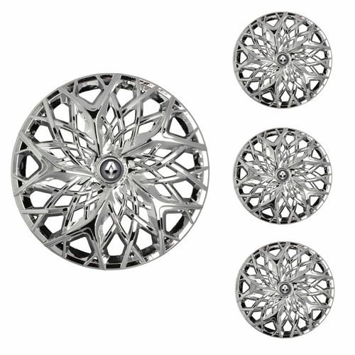 Jogo Calota Aro 13 Moove Chrome Universal + Emblema Resinado Renault