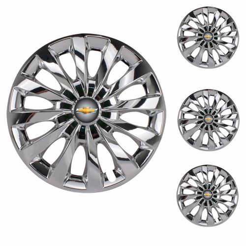 Jogo Calota Aro 13 Passat CC Chrome Universal + Emblema Resinado Chevrolet GM