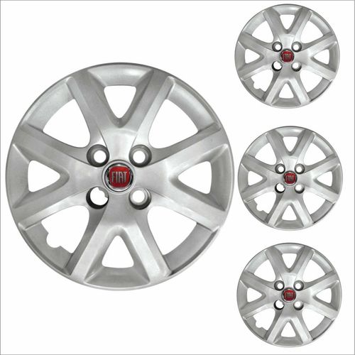 Jogo Calota Aro 14 Siena EL 1.4 2014 Fiat + Emblema Resinado