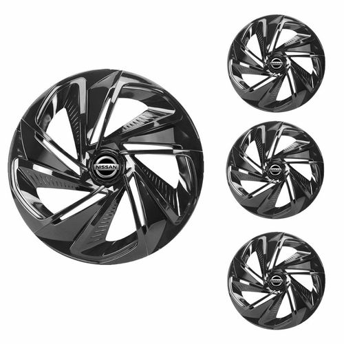 Jogo Calota Aro 13 Nitro Black Universal + Emblema Resinado Nissan