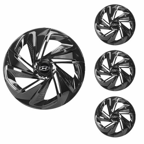 Jogo Calota Aro 13 Nitro Black Universal + Emblema Resinado Hyundai