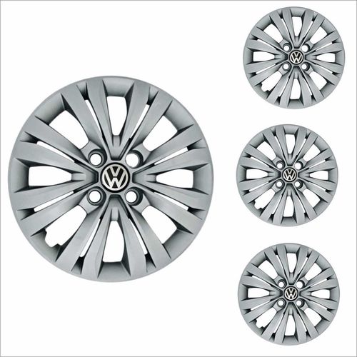 Jogo Calota Aro 15 Gol G7 2017 2018 Volkswagen + Emblema Resinado